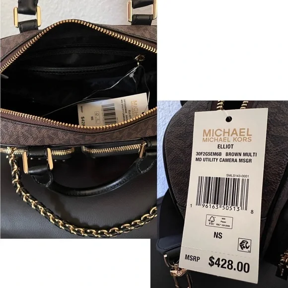 SALE🔥🔥MICHAEL KORS SIGNATURE ELLIOT STUDDED TIGER PRINT CALF HAIR SHOULDER BAG
